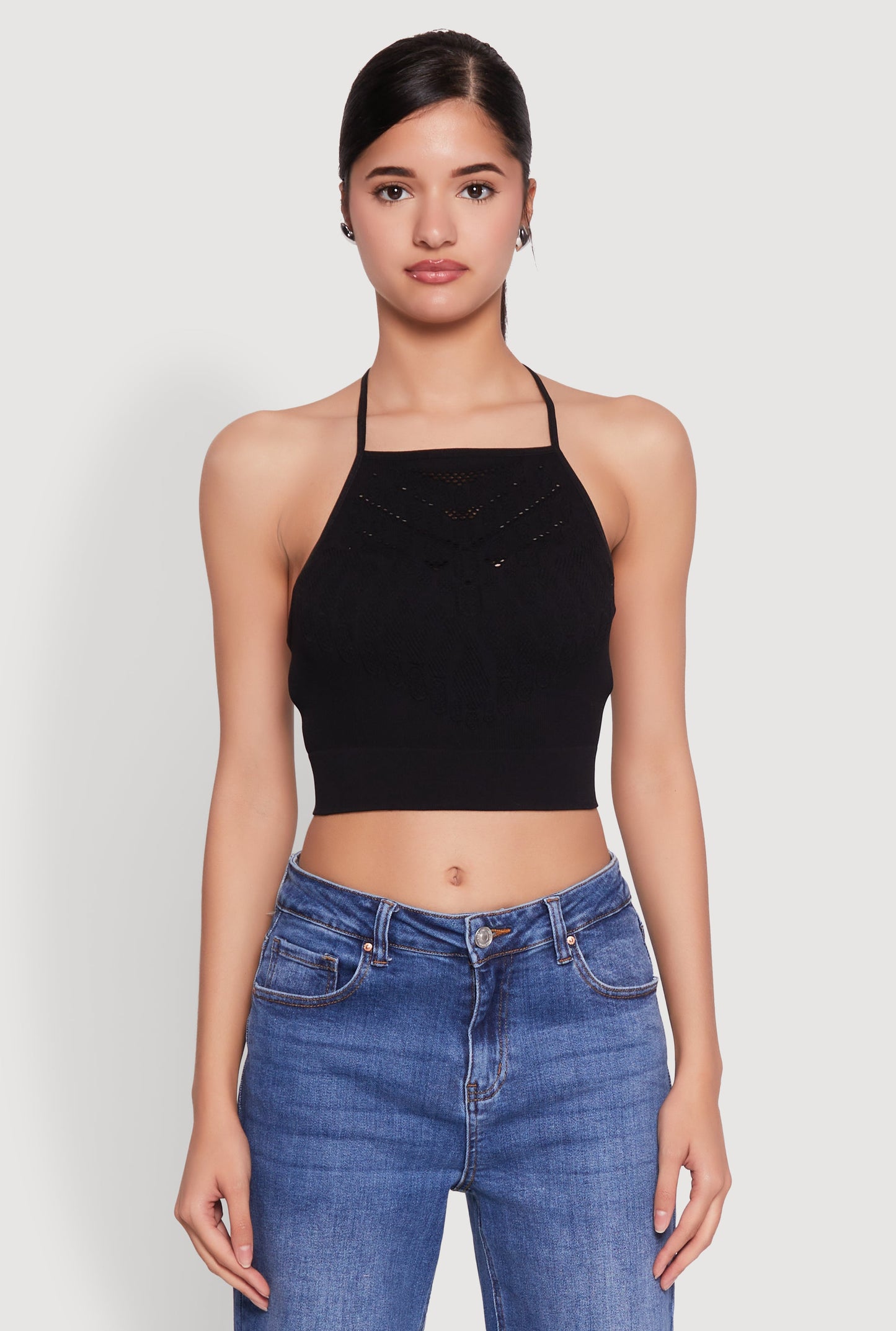 Seamless Laser Cut Cropped Halter Top