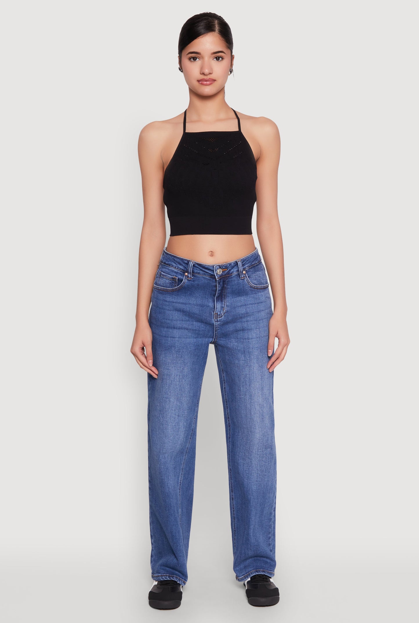 Seamless Laser Cut Cropped Halter Top