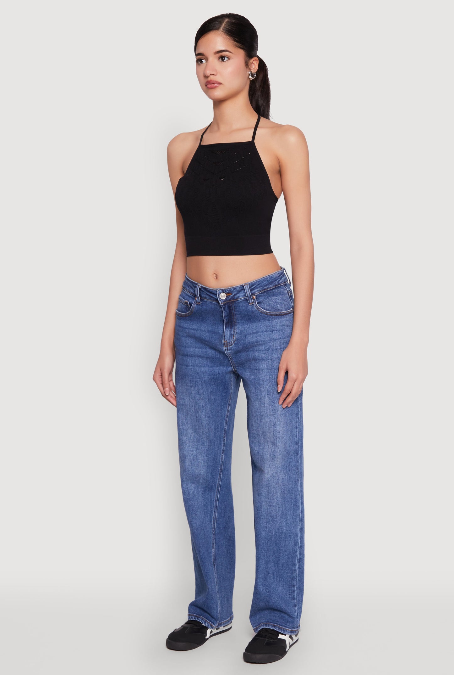 Seamless Laser Cut Cropped Halter Top