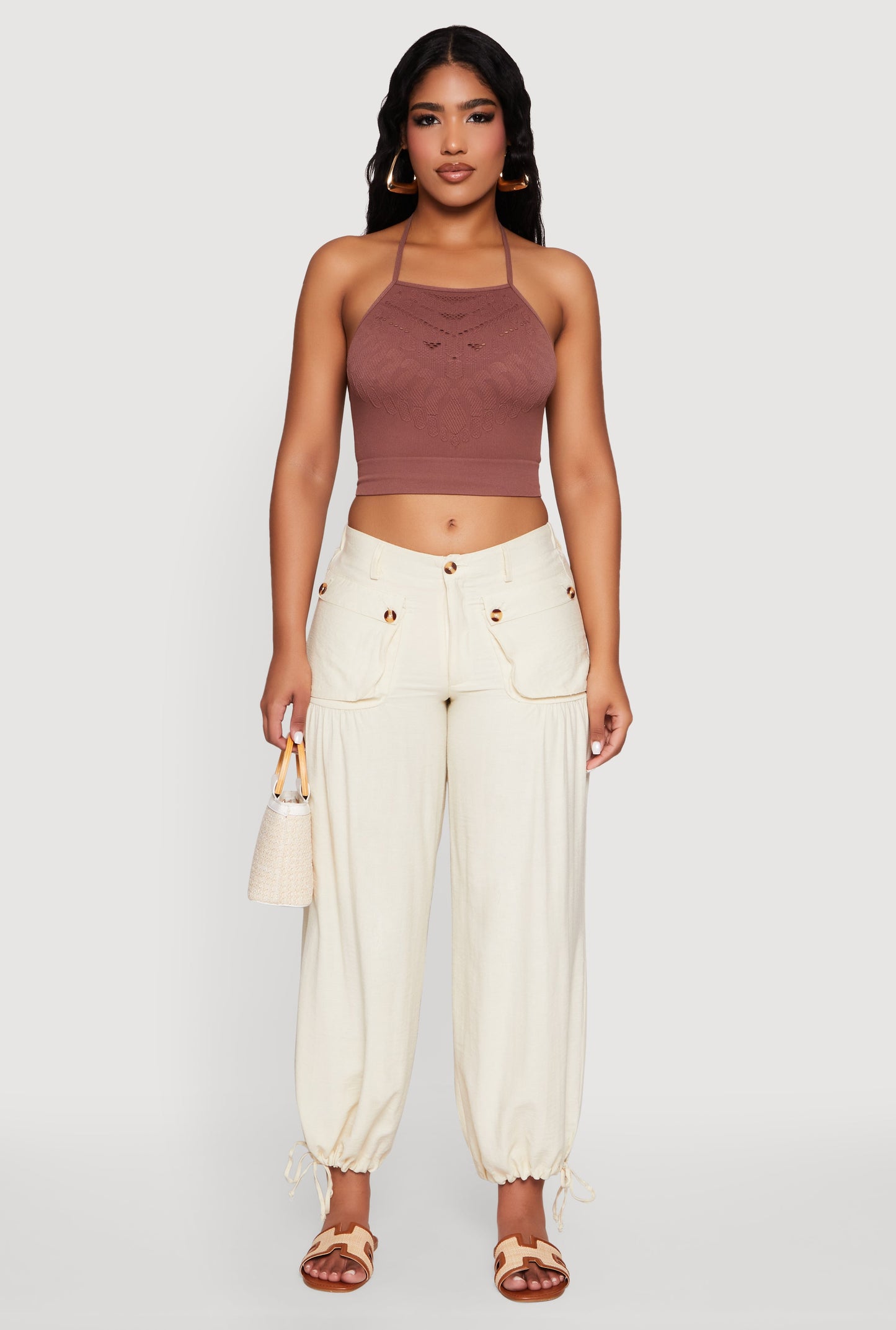 Seamless Laser Cut Cropped Halter Top