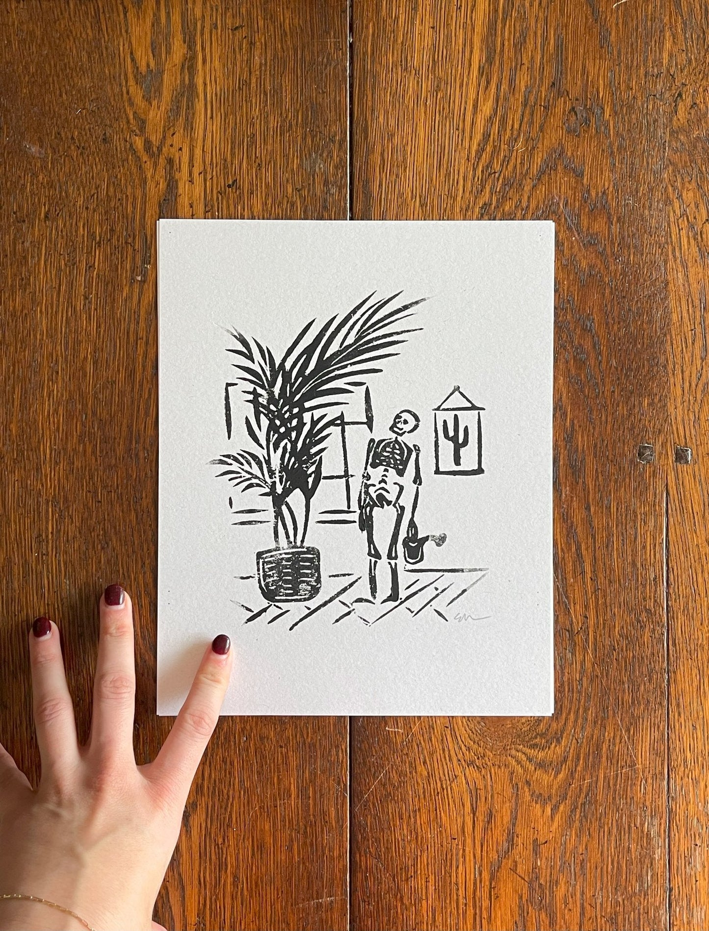 'Watering Day' Linocut Print