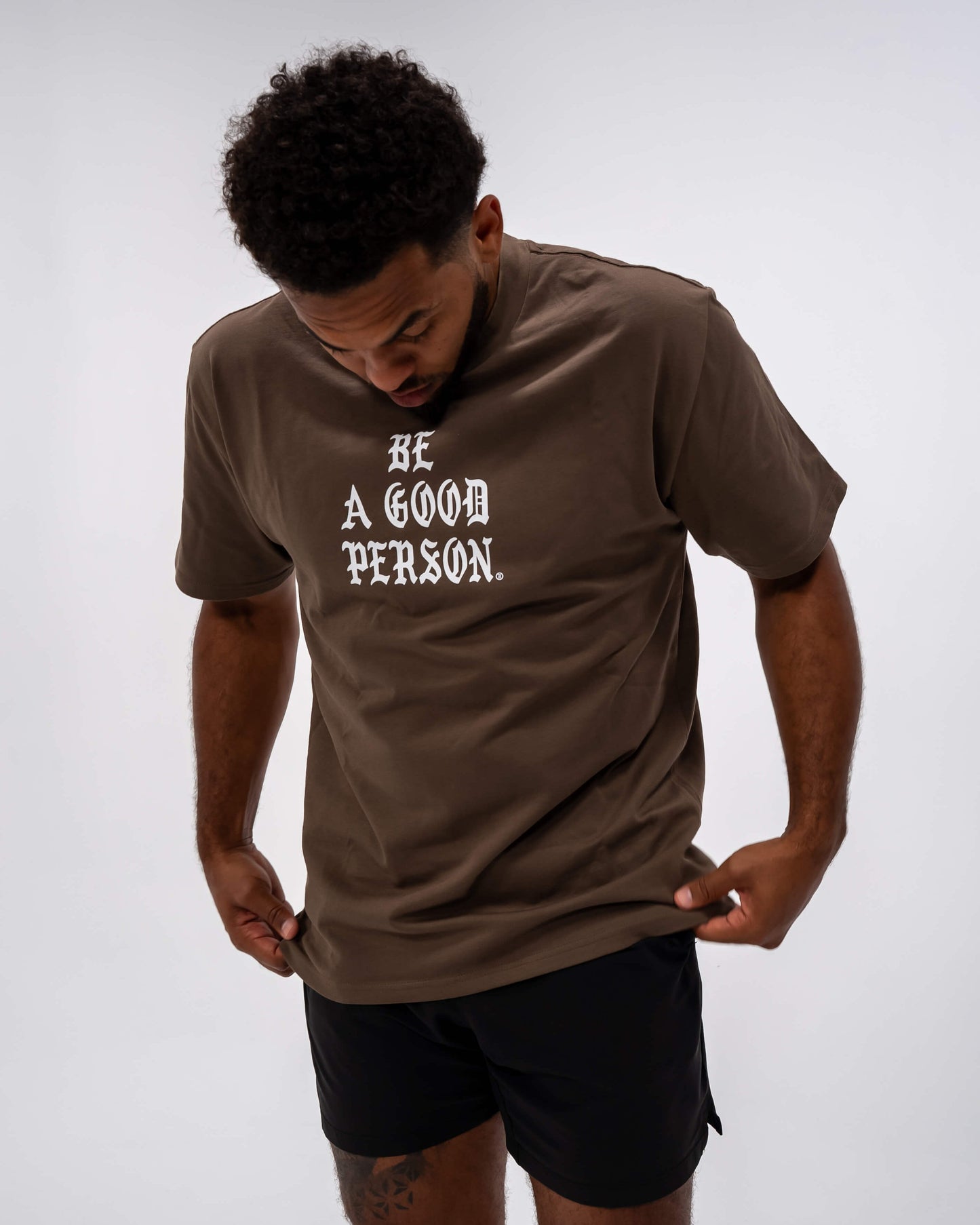 Saint Script Heavyweight Box T-Shirt - Brown