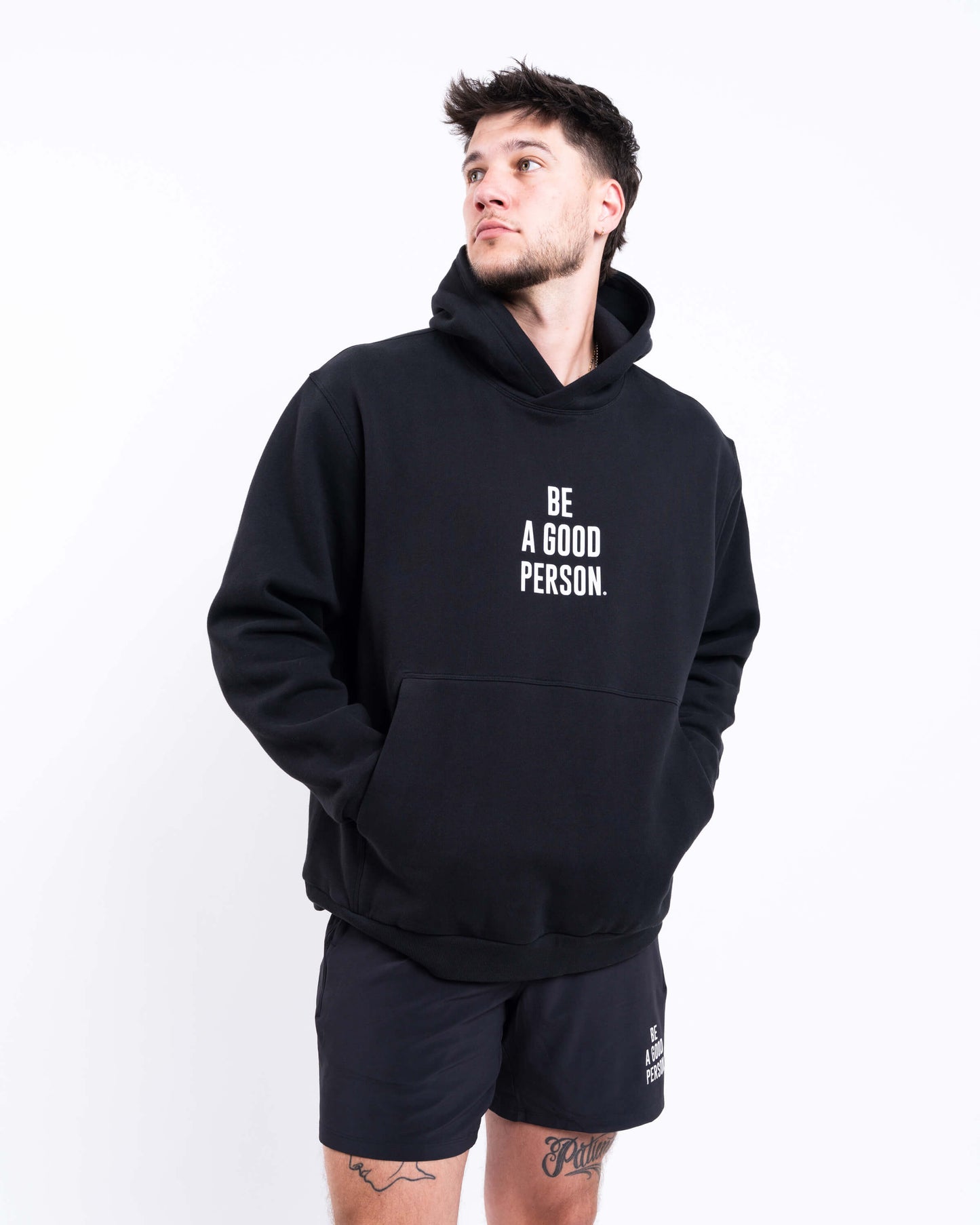 Steady State Pullover Hoodie - Black - lululemon // BE A GOOD PERSON *Pre-Order*
