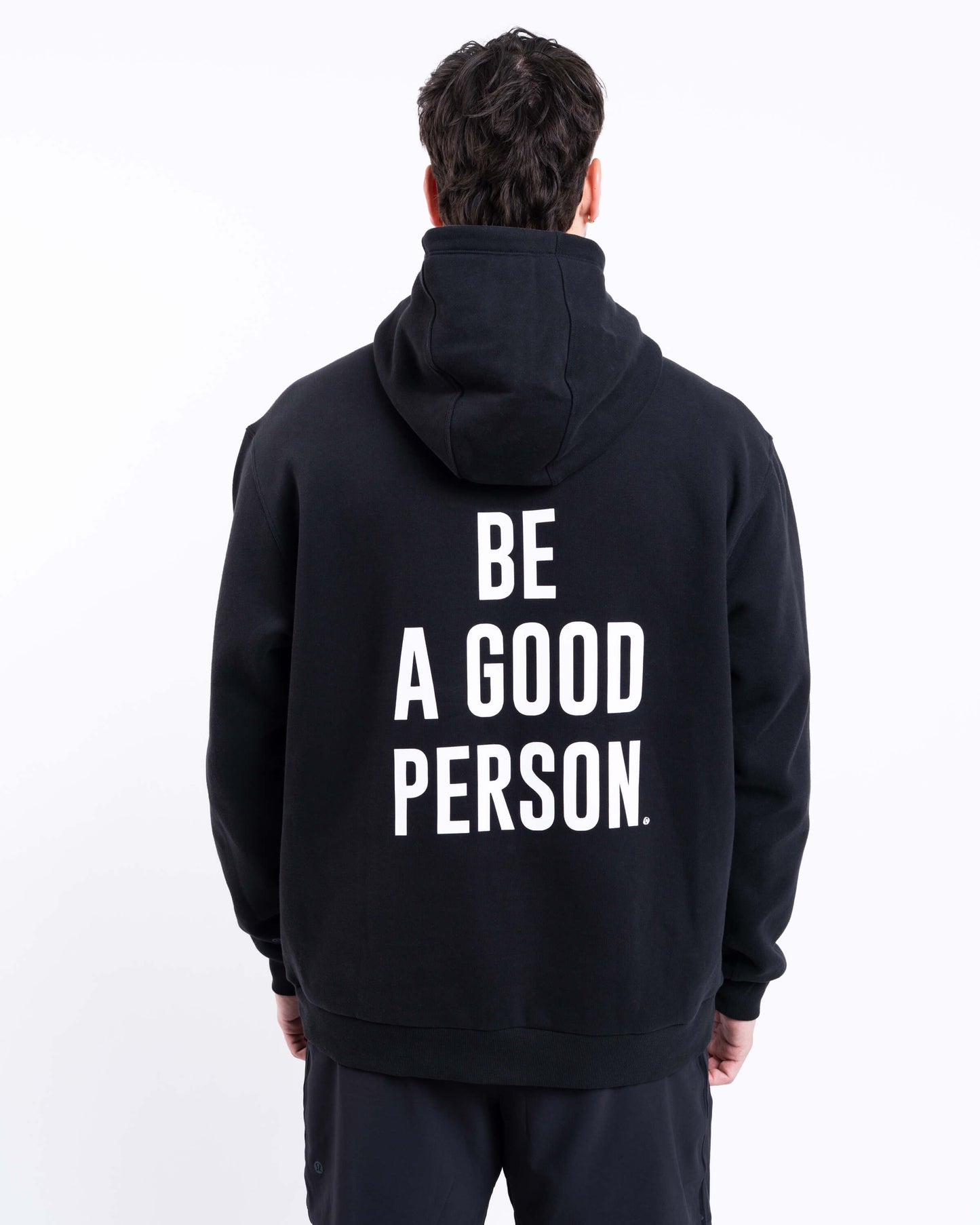 Steady State Pullover Hoodie - Black - lululemon // BE A GOOD PERSON *Pre-Order*