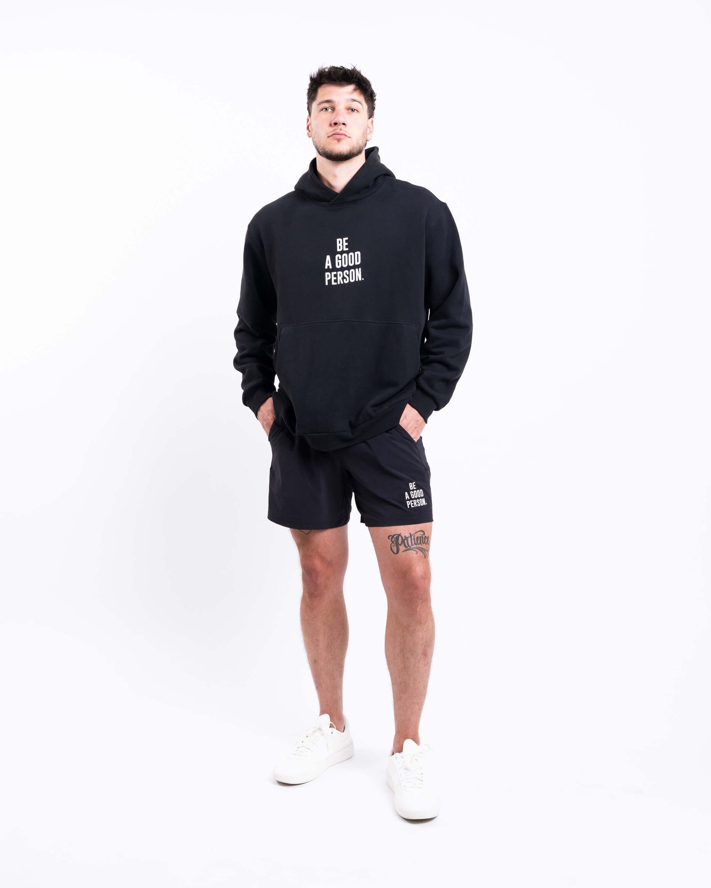 Steady State Pullover Hoodie - Black - lululemon // BE A GOOD PERSON *Pre-Order*