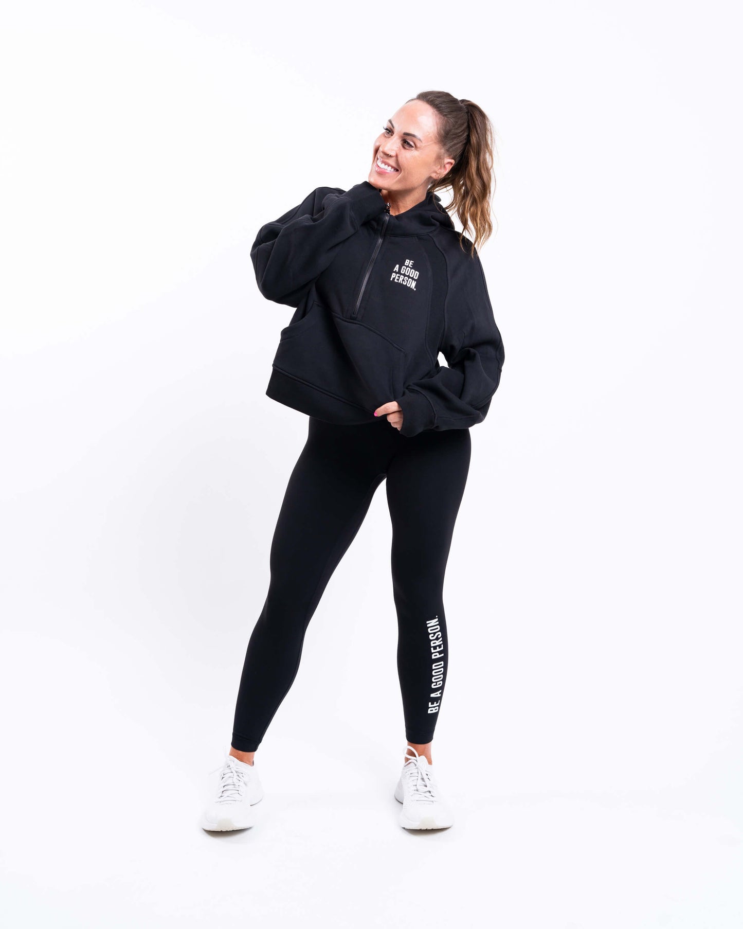 Scuba Oversized Half-Zip Hoodie - Black - lululemon // BE A GOOD PERSON *Pre-Order*