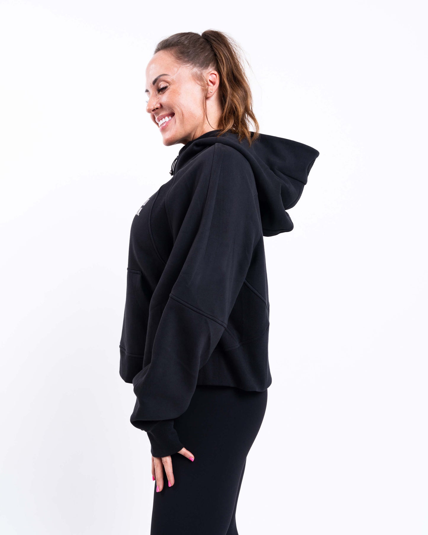 Scuba Oversized Half-Zip Hoodie - Black - lululemon // BE A GOOD PERSON *Pre-Order*