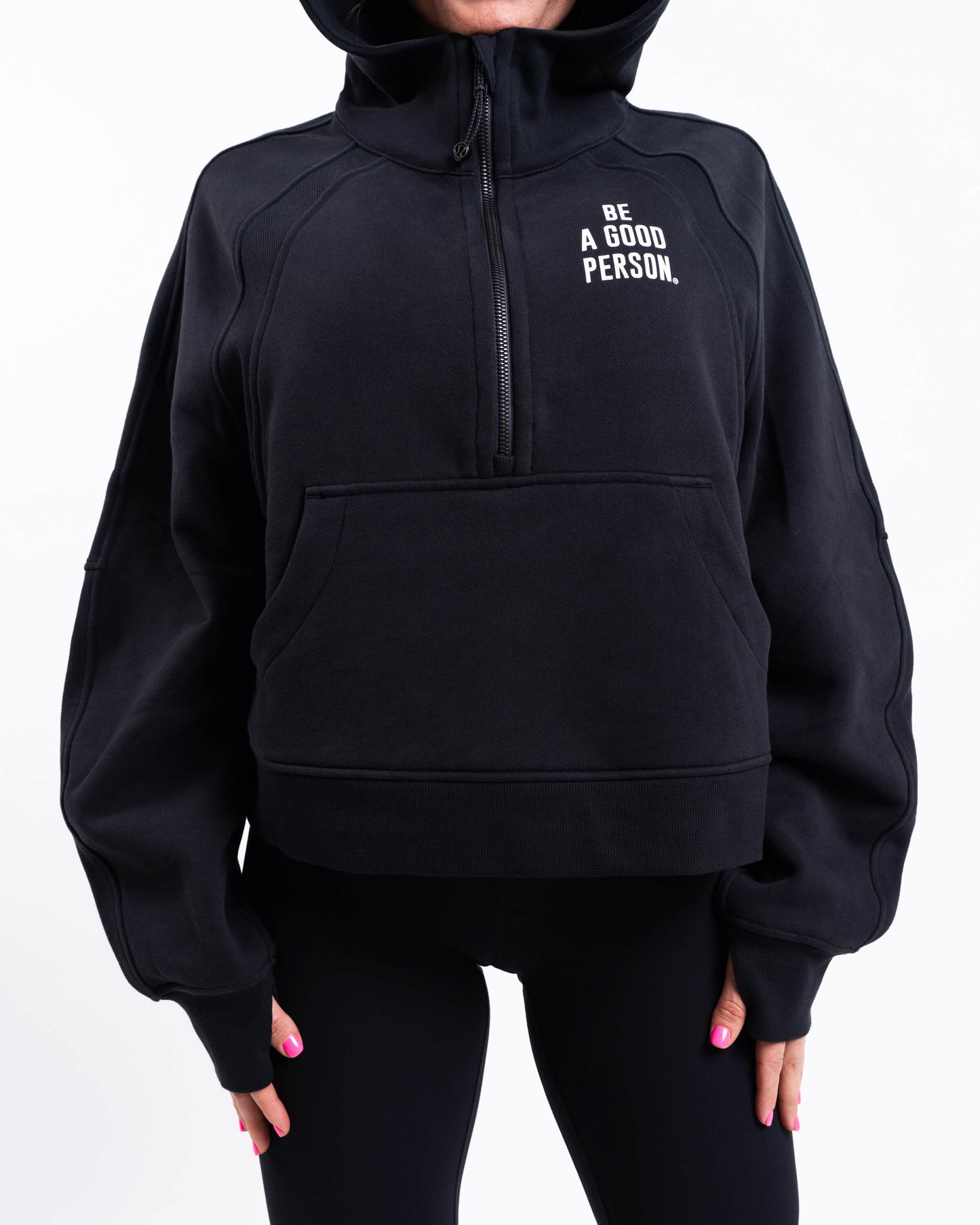 Scuba Oversized Half-Zip Hoodie - Black - lululemon // BE A GOOD PERSON *Pre-Order*