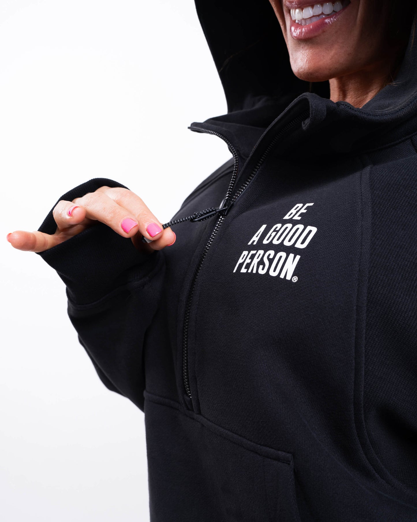 Scuba Oversized Half-Zip Hoodie - Black - lululemon // BE A GOOD PERSON *Pre-Order*