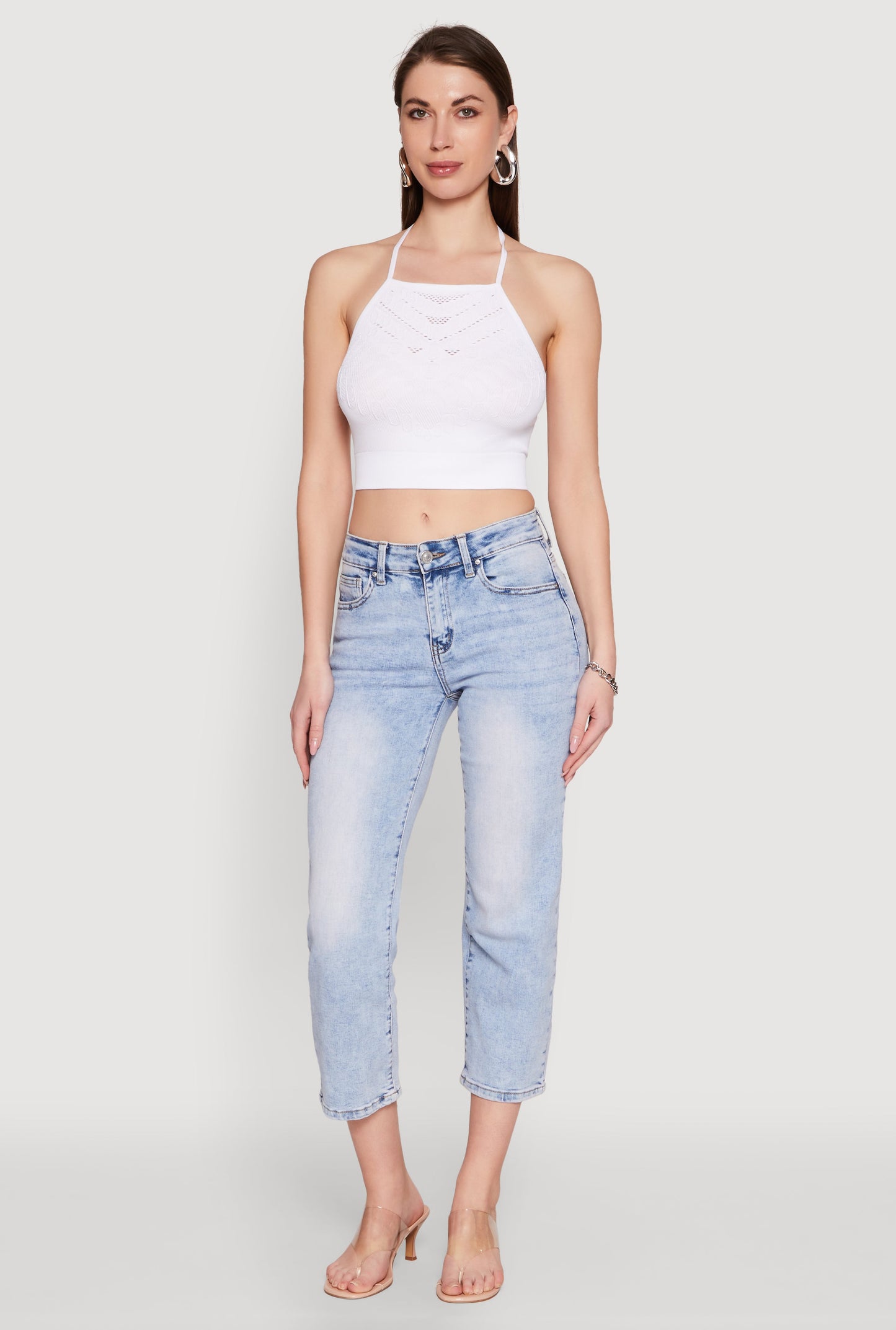 Seamless Laser Cut Cropped Halter Top