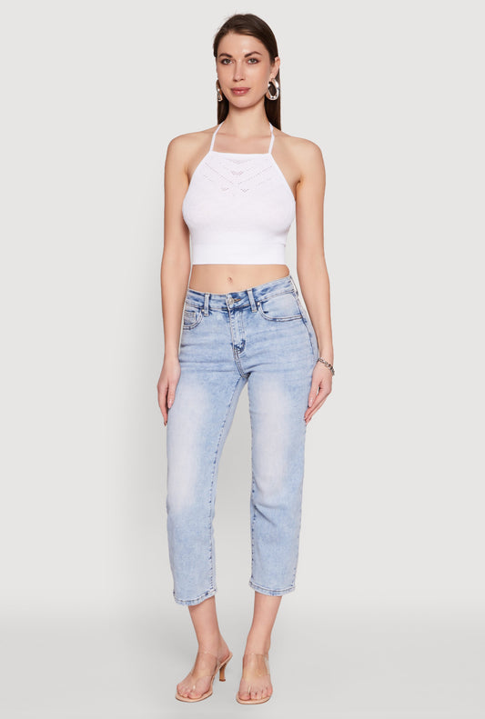 Seamless Laser Cut Cropped Halter Top
