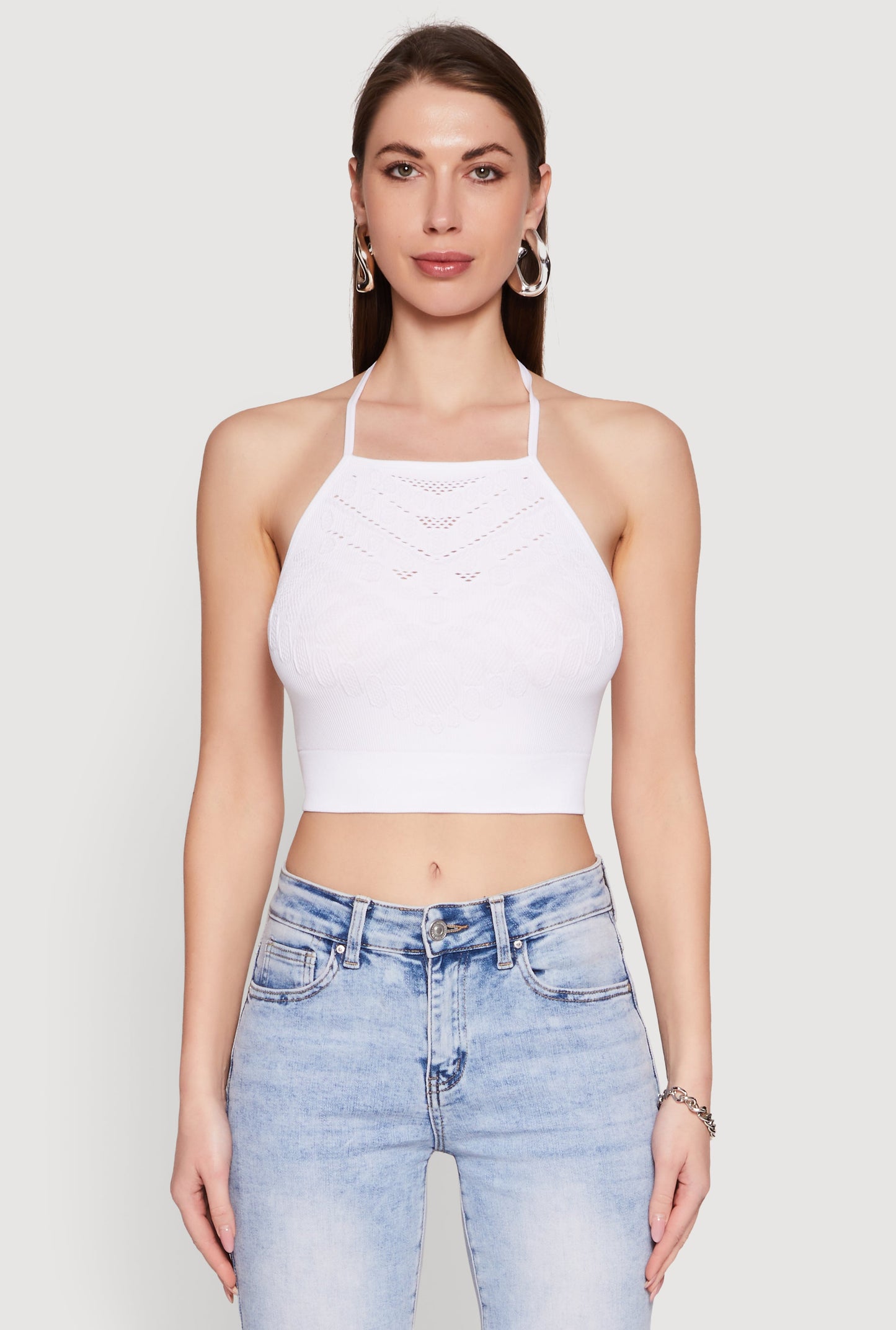 Seamless Laser Cut Cropped Halter Top