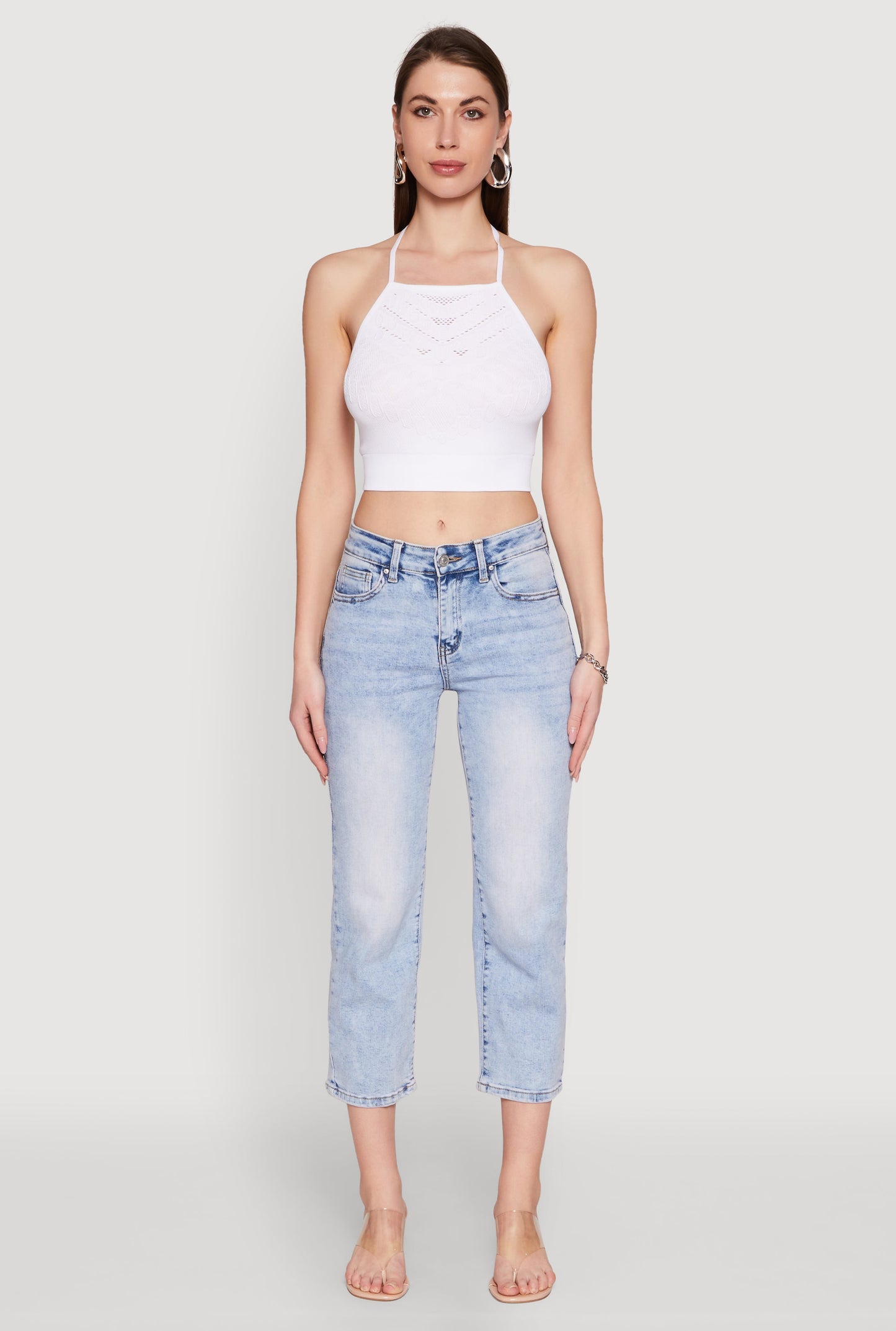 Seamless Laser Cut Cropped Halter Top