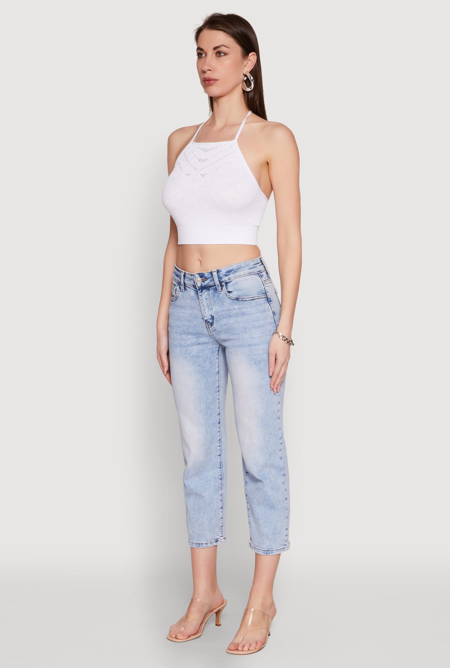 Seamless Laser Cut Cropped Halter Top