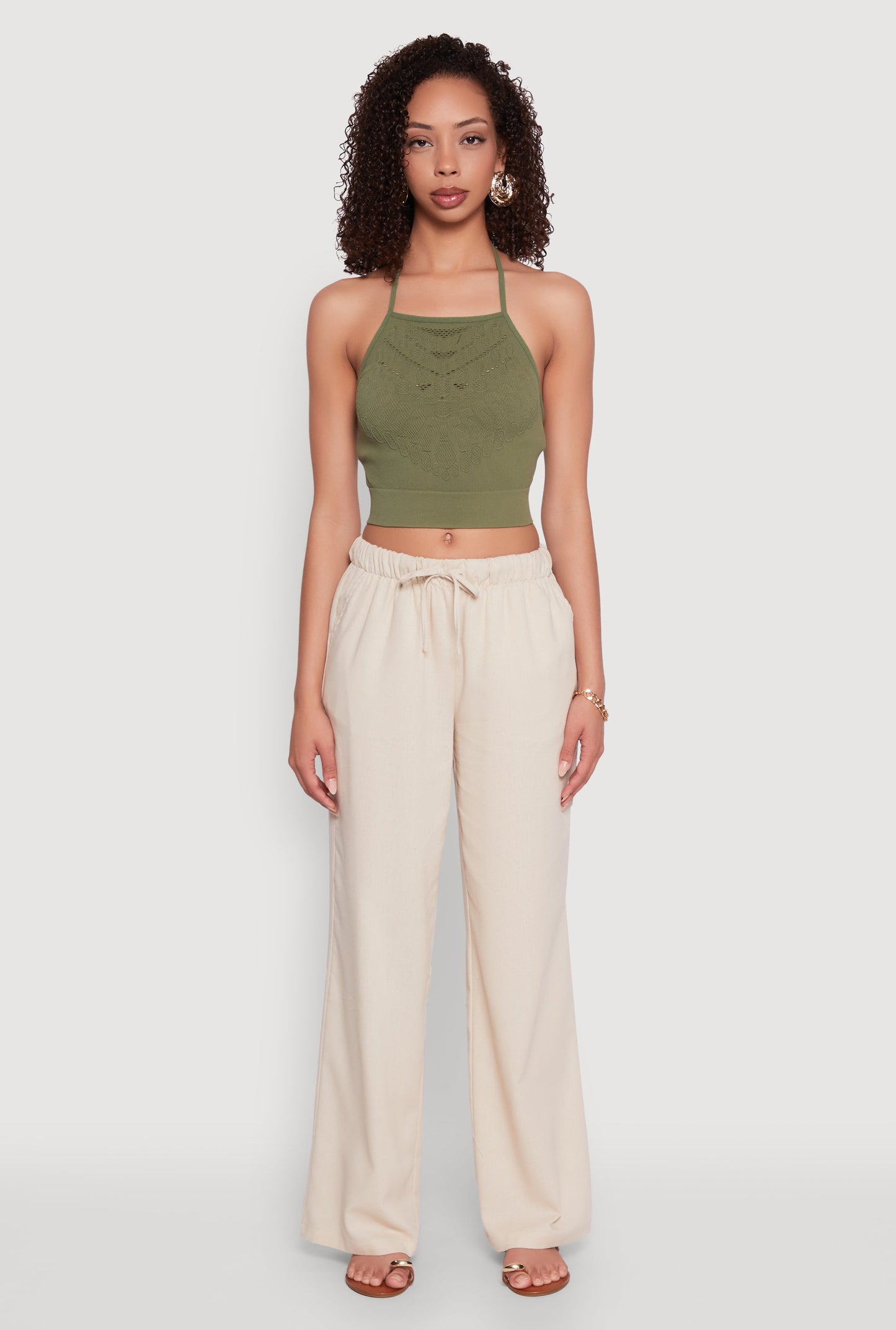 Seamless Laser Cut Cropped Halter Top