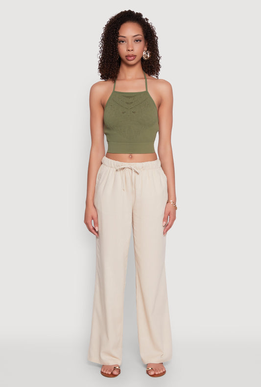 Seamless Laser Cut Cropped Halter Top