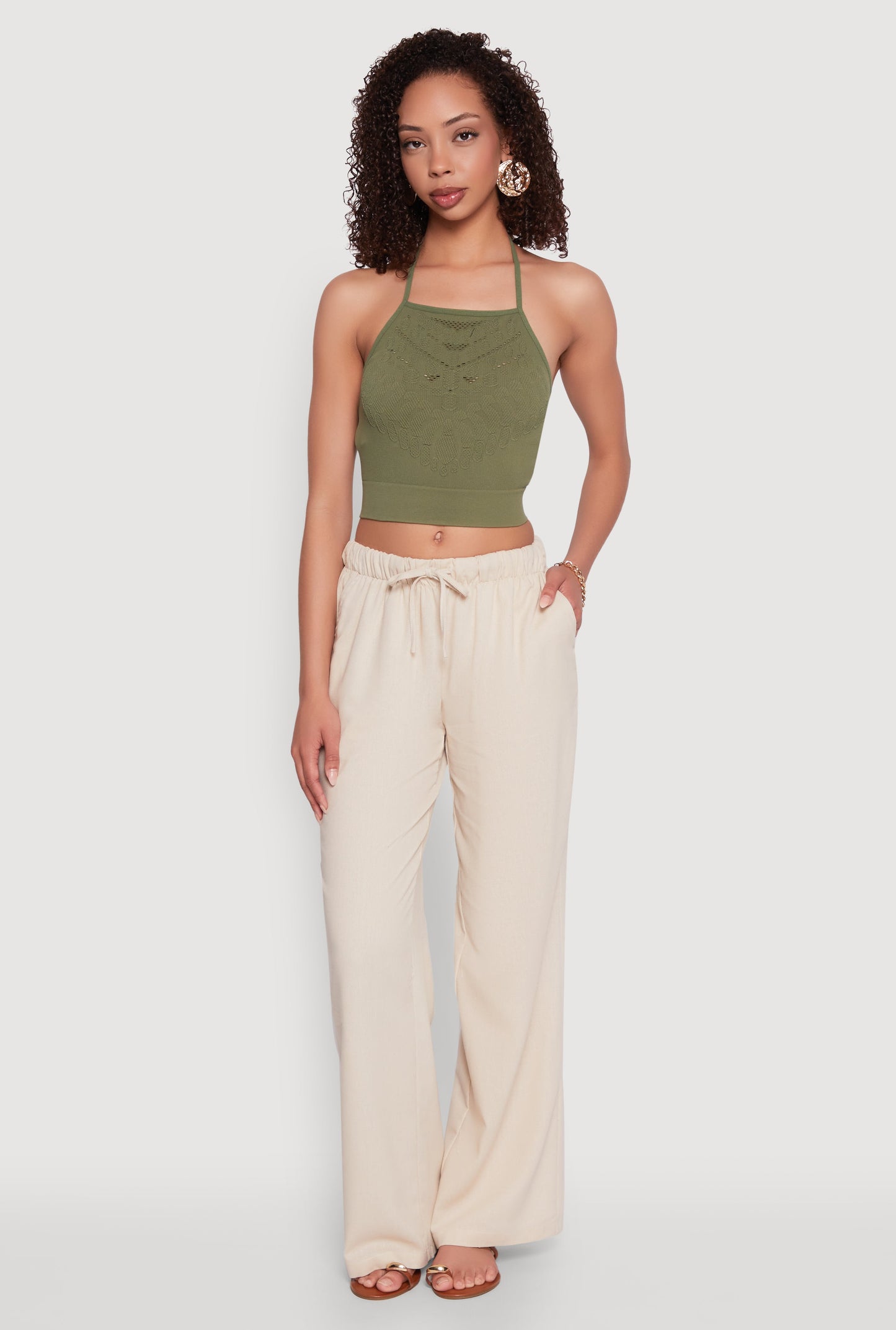 Seamless Laser Cut Cropped Halter Top