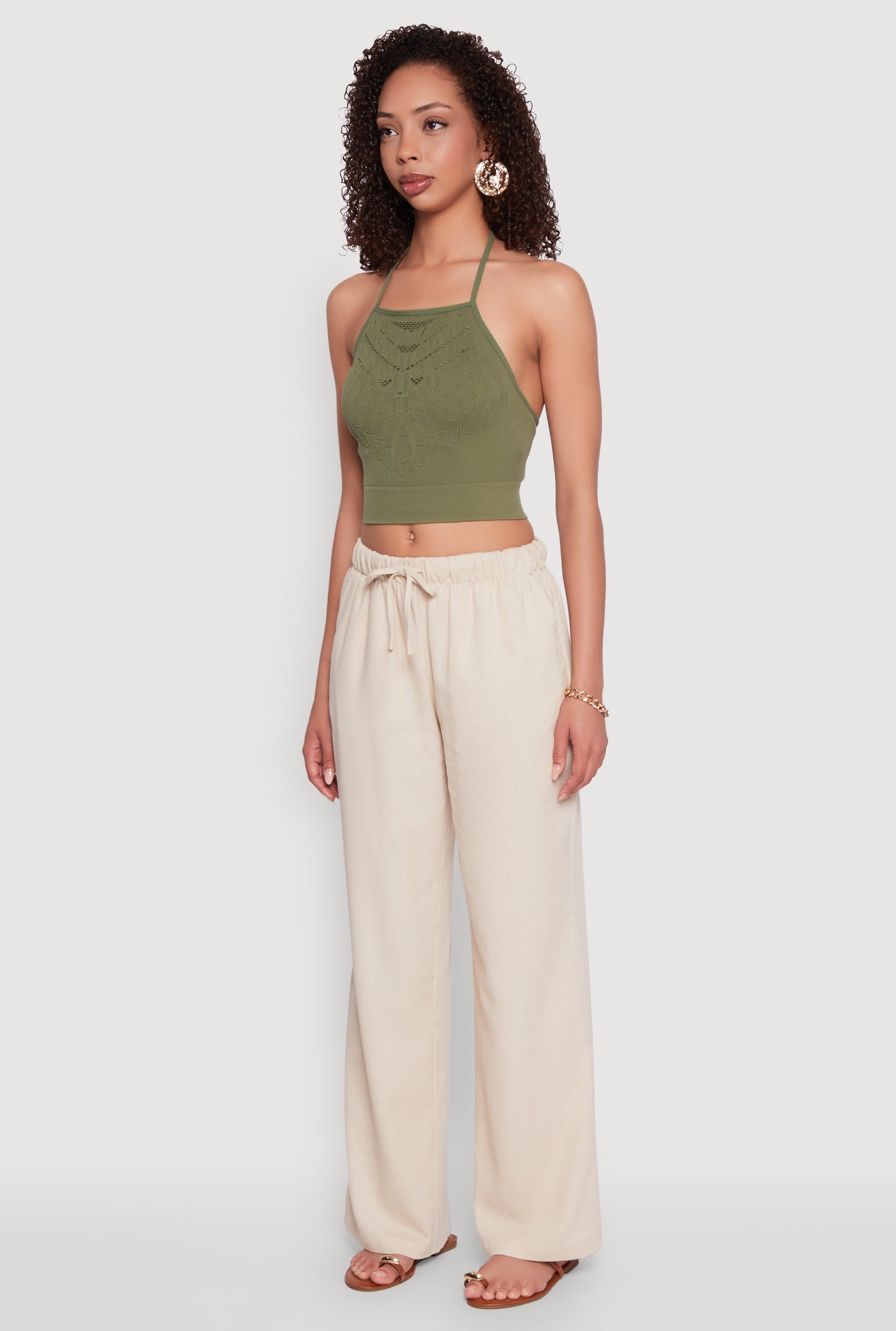 Seamless Laser Cut Cropped Halter Top