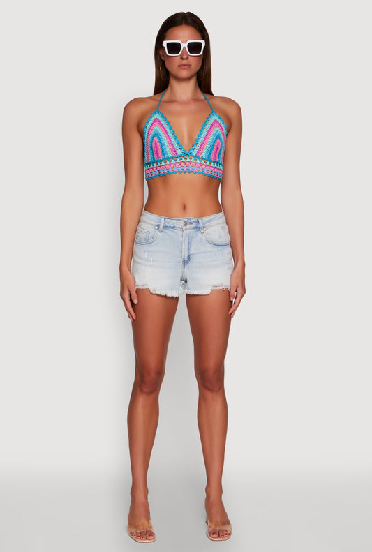 Trendy Crochet Cropped Halter Top