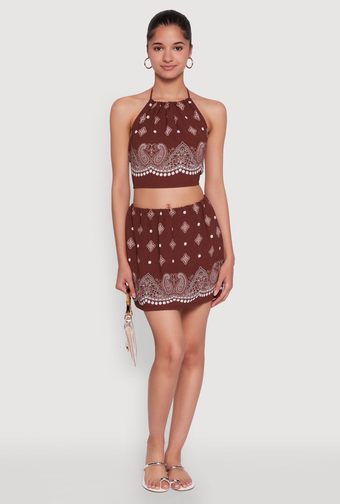 Bandana Print Cropped Halter Top