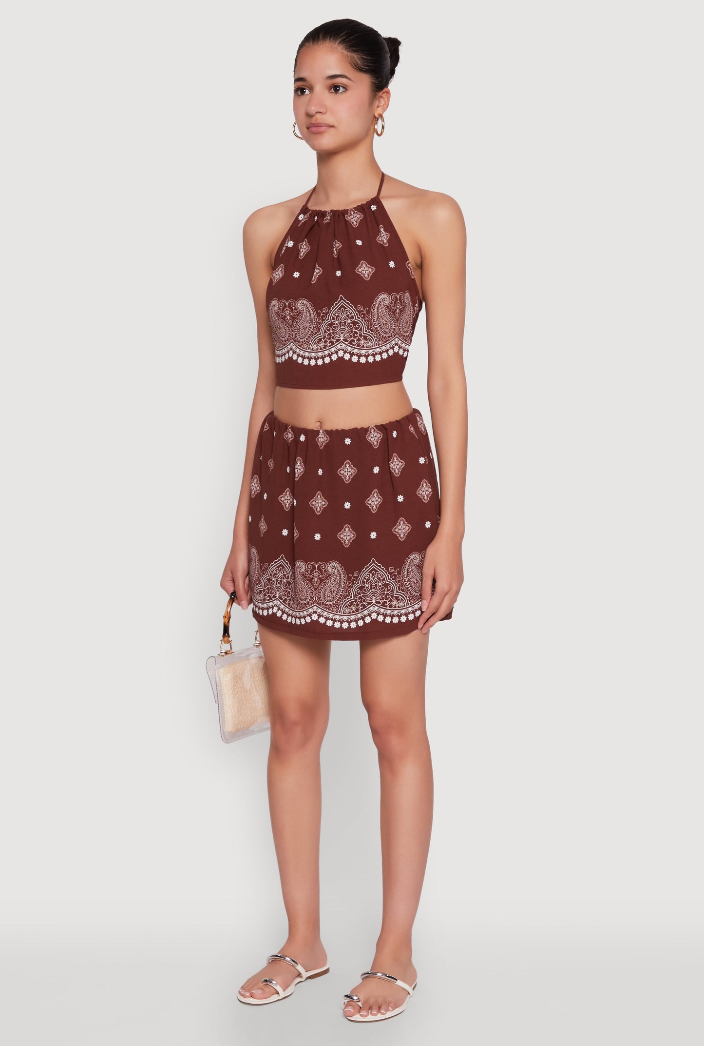 Bandana Print Cropped Halter Top