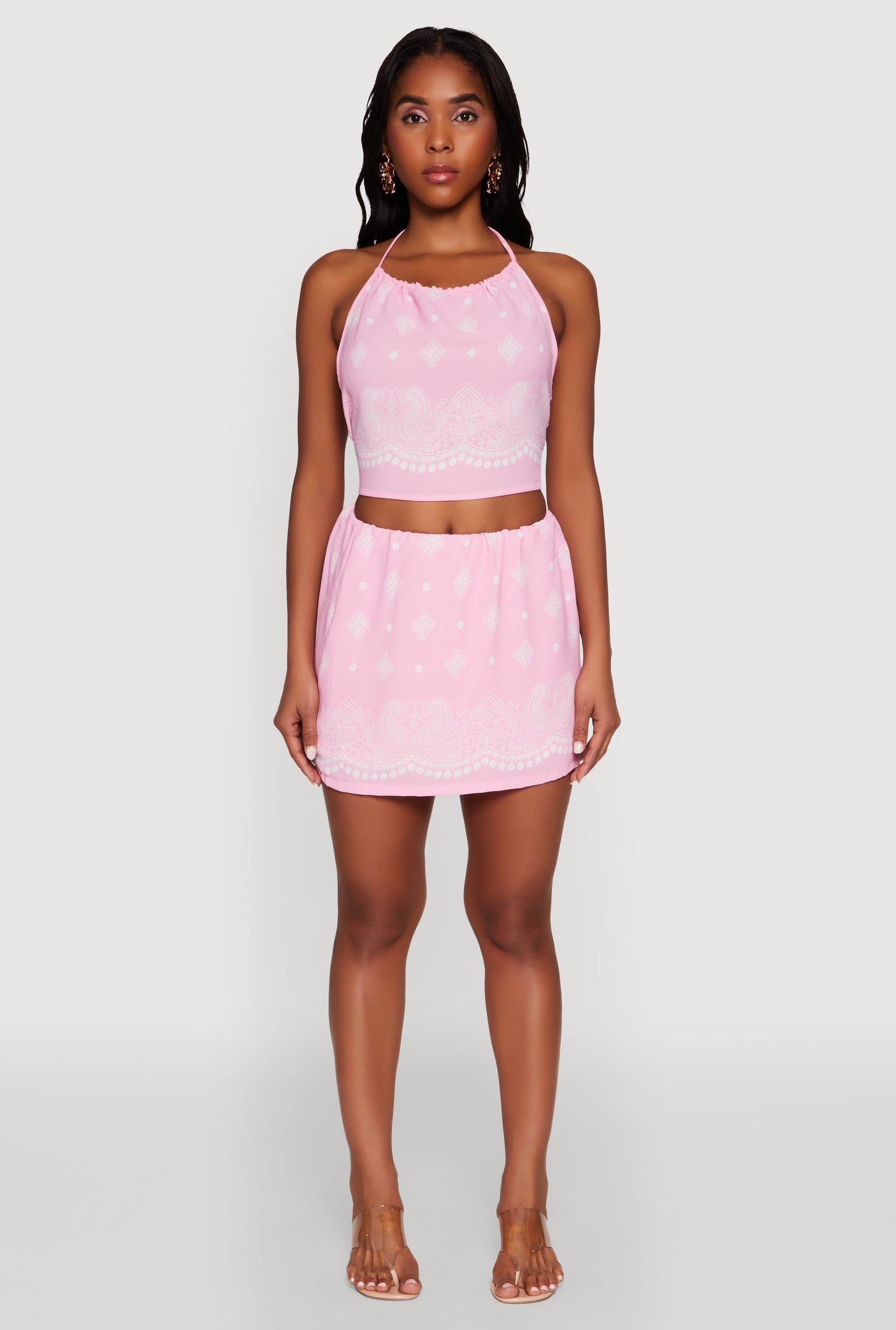 Bandana Print Cropped Halter Top