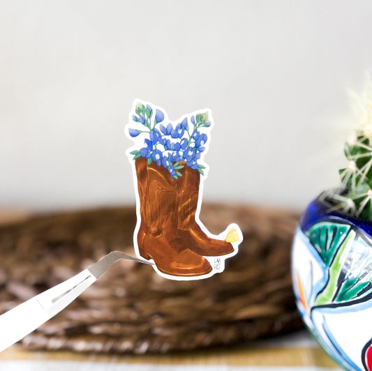 Cowboy Boots and Bluebonnet Sticker