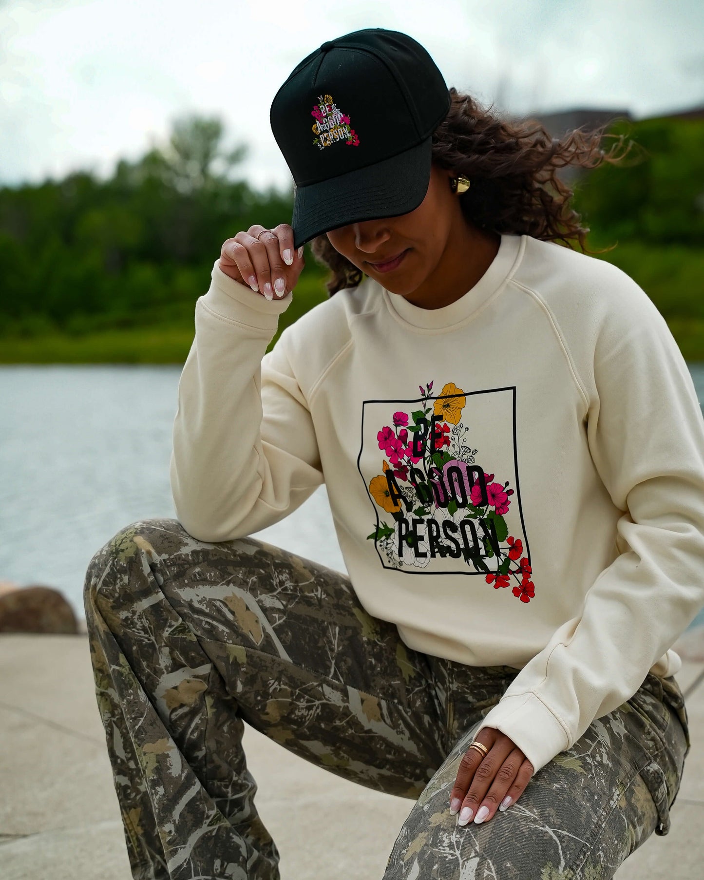 'In Bloom' Lightweight Crewneck - Bone