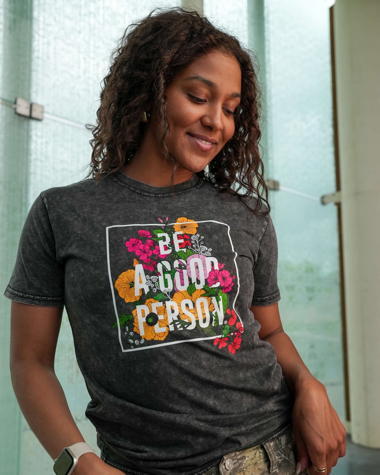 'In Bloom' Relaxed T-Shirt - Stone Wash