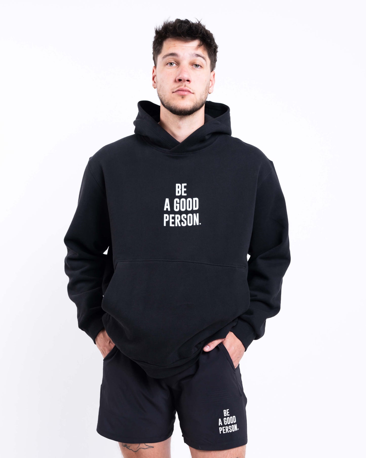 Steady State Pullover Hoodie - Black - lululemon // BE A GOOD PERSON *Pre-Order*
