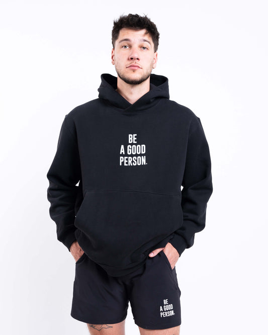 Steady State Pullover Hoodie - Black - lululemon // BE A GOOD PERSON *Pre-Order*